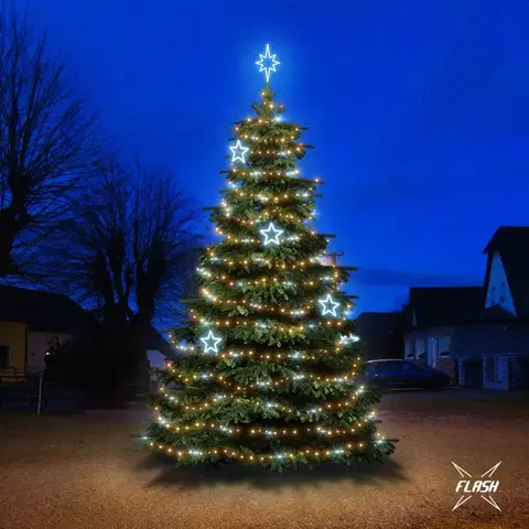 Sady na stromy DecoLED LED světelná sada na stromy vysoké 6-8m, teplá bílá s Flash, ledové dekory EFD11