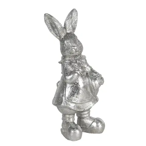 Velikonoční dekorace Velikonoční dekorace stříbrného králíka Métallique - 6*6*13 cm Clayre & Eef 6PR3097ZI