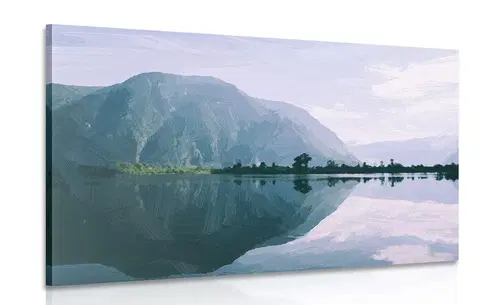 Obrazy přírody a krajiny Obraz malovaná scenérie horského jezera