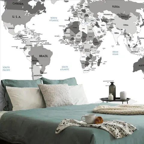 Samolepící tapety Samolepící tapeta černobílá mapa s modrým kontrastem