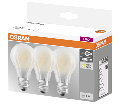 Žárovky Osram LED žárovka E27 A60 7W 60W teplá bílá 2700K 3ks