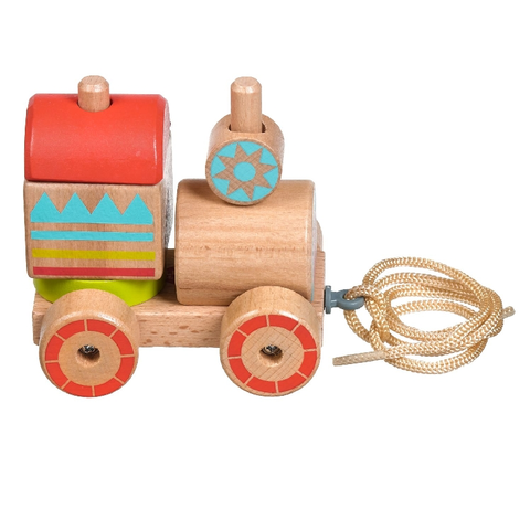Hračky LUCY & LEO - Dřevěná tahací mašinka – skládačka 6 dílů