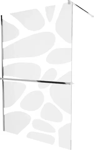 Sprchové zástěny MEXEN/S KIOTO Sprchová zástěna WALK-IN s poličkou a držákem ručníků 110 x 200, bílý dekor 8 mm, chrom 800-110-121-01-97