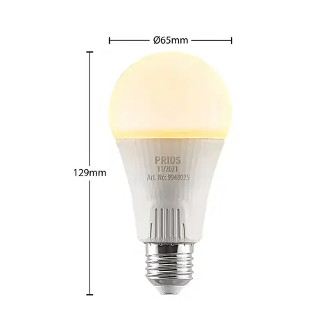 LED žárovky PRIOS LED žárovka E27 A65 15W bílá 2 700K sada 3 ks