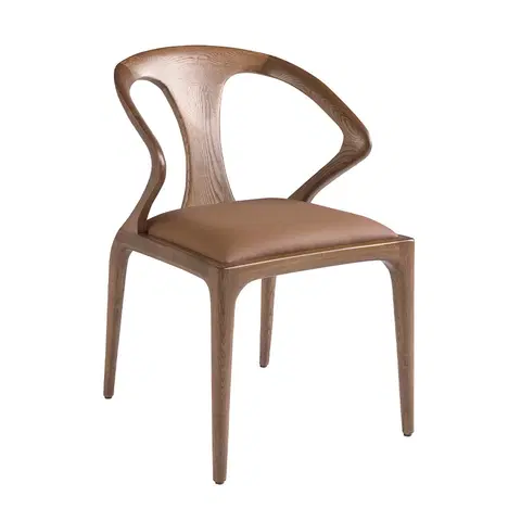 Luxusní jídelní židle Estila Luxusní designová jídelní židle Vita Naturale ze dřeva a ekokůže