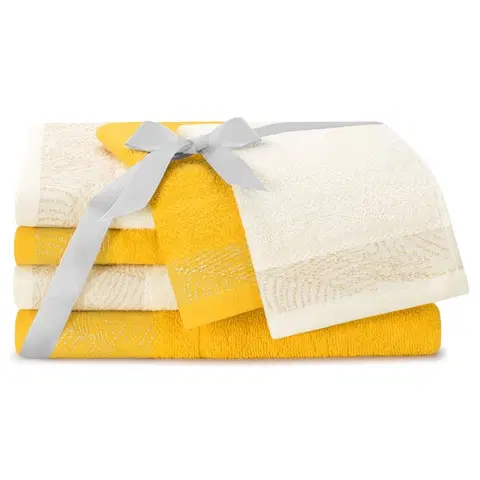 Ručníky AmeliaHome Sada 6 ks ručníků BELLIS klasický styl žlutá