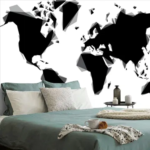Tapety mapy Tapeta abstraktní mapa světa v černobílém provedení