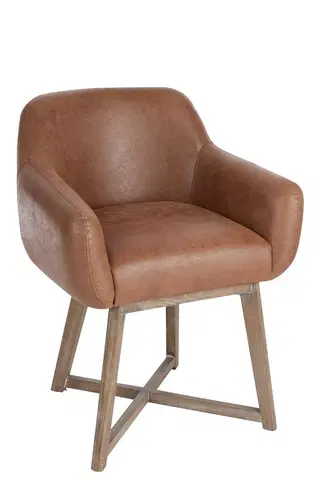 Křesla Hnědé kožené křeslo/ židle Venetta - 62*56*77 cm J-Line by Jolipa 68222