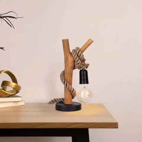 Stolní lampy NOWA GmbH Stolní lampa Nerida, přírodní eukalyptové dřevo