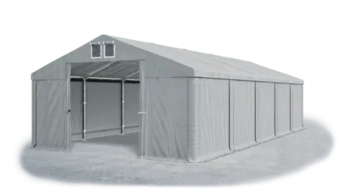 Zahrada Skladový stan 5x10x2,5m střecha PVC 560g/m2 boky PVC 500g/m2 konstrukce ZIMA PLUS Šedá Šedá Šedá