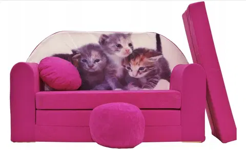 Dětské sedačky Dětská rozkládací pohovka s motivem kočky 98 x 170 cm