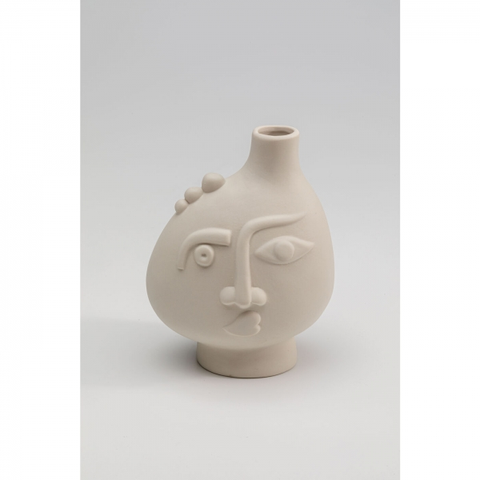 Keramické vázy KARE Design Bílá keramická váza Spherical Face - pravá, 16cm