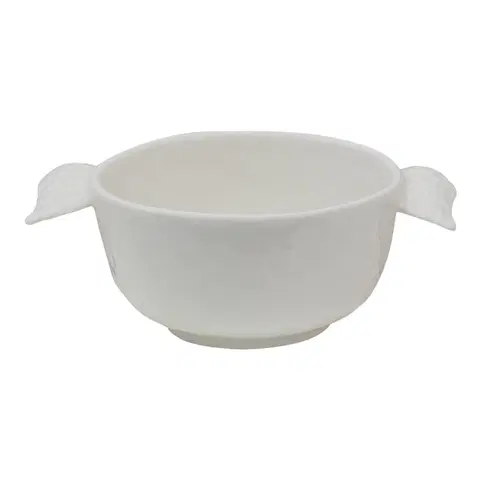 Mísy a misky Bílá keramická miska na polévku s křídly Wings - 14*10*5 cm Clayre & Eef WINBO