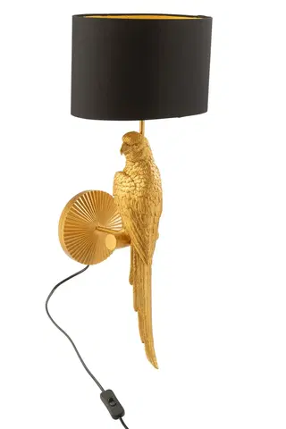 Svítidla Černo-zlatá nástěnná lampa s papouškem Papagay - 22*35*71cm/ 60W/ E27 J-Line by Jolipa 26470