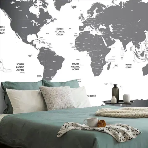 Samolepící tapety Samolepící tapeta mapa světa s jednotlivými státy v šedé barvě