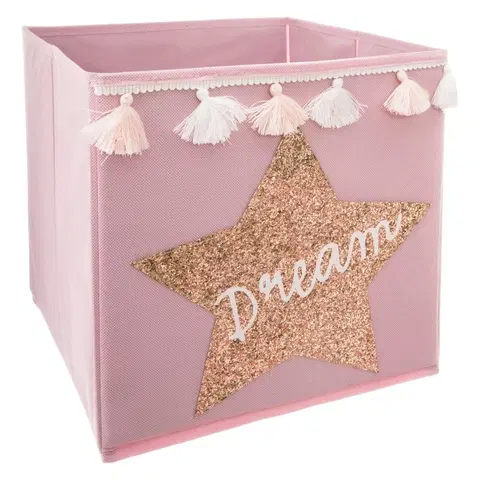 Úložné boxy DekorStyle Textilní koš na hračky Dream růžový