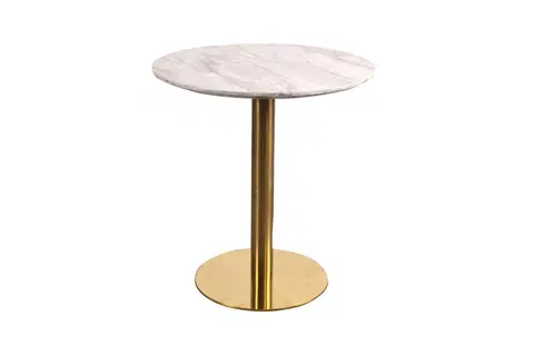 Jídelní stoly Norddan Kulatý jídelní stůl Kane 70 cm imitace mramoru / mosaz