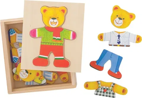Dřevěné hračky Bigjigs Toys Oblékací puzzle MR BEAR vícebarevné