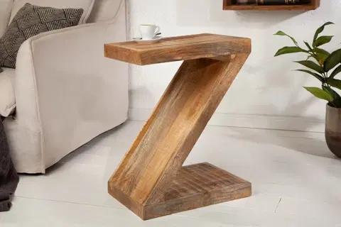 Luxusní a designové příruční stolky Estila Industriální příruční stolek ZET z masivního mangového dřeva 60cm