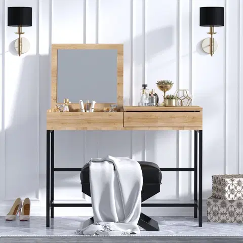 Toaletní stolky Toaletní stolek LINDA dub, černý