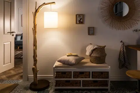Svítidla LuxD 21450 Designová stojanová lampa Arielle, 163 cm, náplavové dřevo