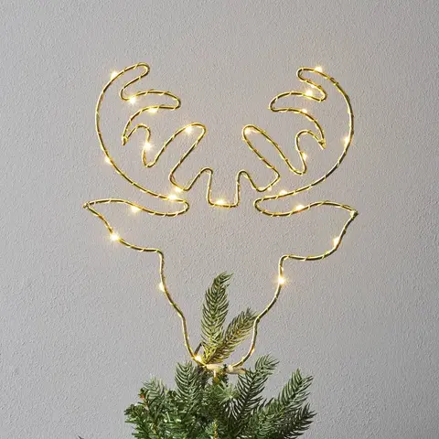Vánoční vnitřní dekorace STAR TRADING LED špička stromu Topsy, jelení hlava na baterie