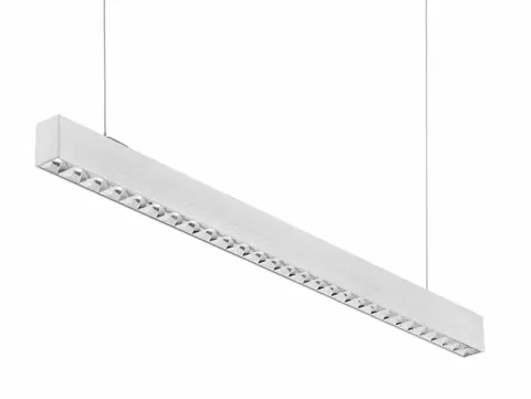Klasická závěsná svítidla CENTURY LED liniové svítidlo LINKY závěsné Parabolický reflektor 32W, 3200lm,4000K,Ra80, UGR16, 90d, IP20 ,1131x50x75mm, včetně 2ks závěsů 1,5m
