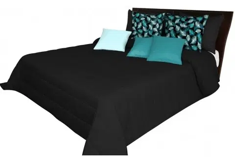 Luxusní přehozy na postel Černé přikrývky na postel s pruhovaným prošíváním