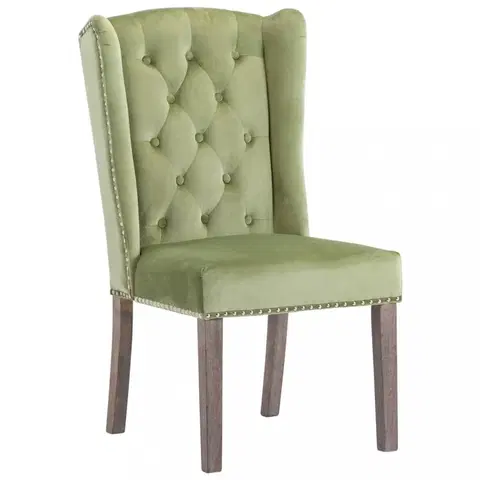 Židle Jídelní židle samet / kaučukovník Dekorhome Zelená