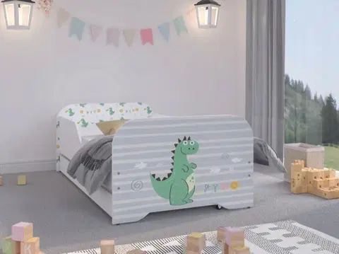 Dětské postele Okouzlující dětská postel 160 x 80 cm s pohádkovým motivem draka