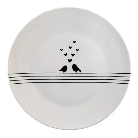 Talíře Porcelánový jídelní talíř s ptáčky Love Birds - Ø 26*2 cm Clayre & Eef LBSFP