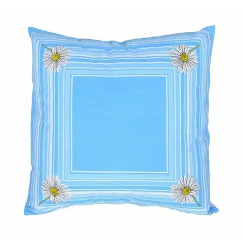 Polštáře Polštář, Kopretina, modrý, 40 x 40 cm samostatný návlek