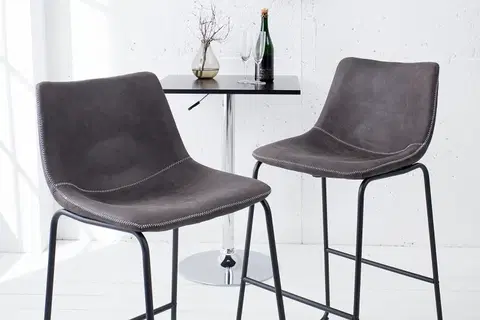 Luxusní jídelní židle Estila Designová barová židle Django vintage šedá