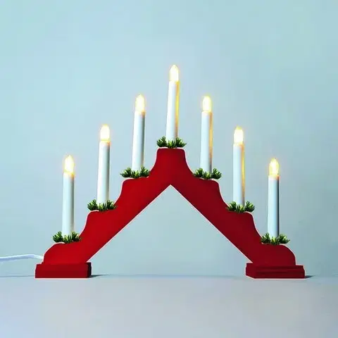Vánoční dekorace Adventní svícen LED Filament, červená
