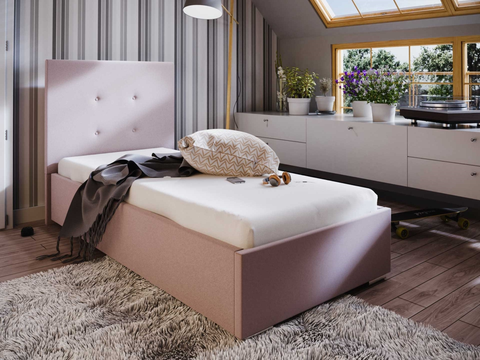 Postele Čalouněná postel DANGELO 1 90x200 cm, růžová látka