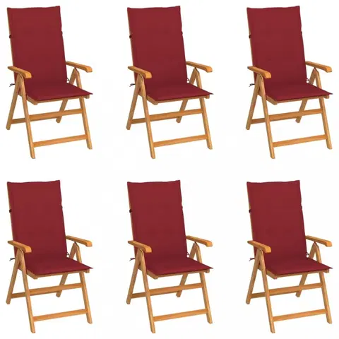 Zahradní židle Zahradní židle 6 ks teak / látka Dekorhome Vínová