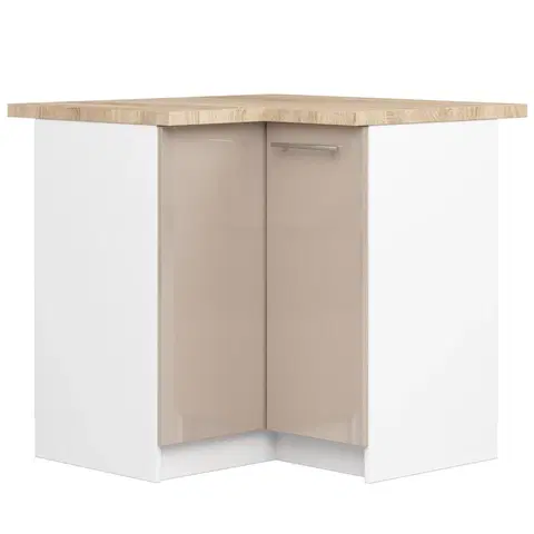 Kuchyňské dolní skříňky Ak furniture Kuchyňská rohová skříňka Olivie S 90 cm bílá/cappuccino