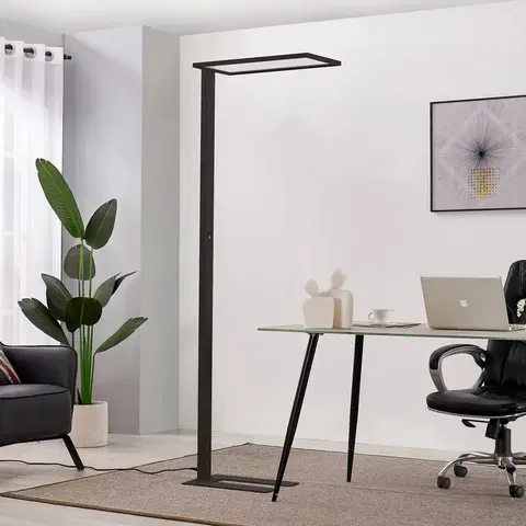 Stojací lampa PRIOS Kancelářská stojací lampa Prios Taronis LED, stmívač, černá