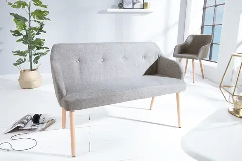 Stylové a luxusní lavice Estila Stylová bledě šedá čalouněná lavice Scandinavia 116cm