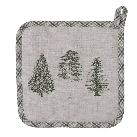 Chňapky Béžová bavlněná chňapka - podložka se stromky Natural Pine Trees - 20*20 cm Clayre & Eef NPT45