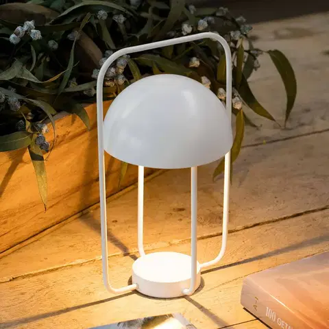 Stolní lampy FARO BARCELONA Stolní lampa Jellyfish, přenosná, baterie, bílá