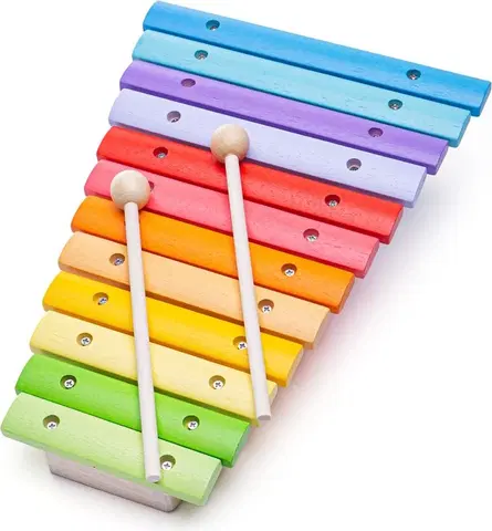Hudební nástroje pro děti Bigjigs Toys Dřevěný xylofon FRANKO vícebarevný