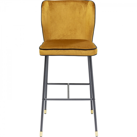 Barové židle KARE Design Žlutá čalouněná barová židle Irina