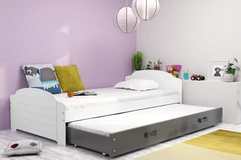 Postele BMS Dětská postel s přistýlkou LILI 2 Barva: Bílá - grafit