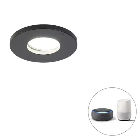 Podhledove svetlo Chytré koupelnové vestavné bodové svítidlo černé včetně WiFi GU10 - Přístřešek