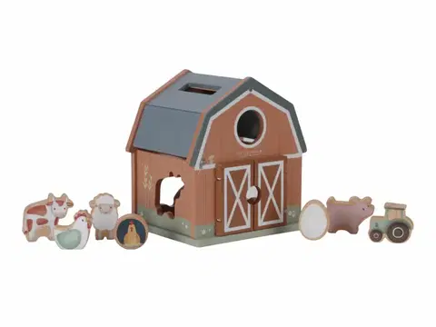 Hračky LITTLE DUTCH - Domeček s vkládacími tvary dřevěný Farma