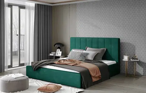 Postele Artelta Manželská postel AUDREY | 200 x 200 cm Barva: Zelená / Kronos 19