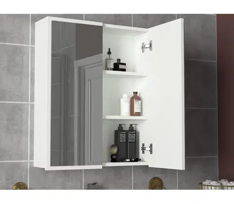 Koupelnové skříňky  Koupelnová skříňka se zrcadlem KAYLA 78x60 cm bílá 