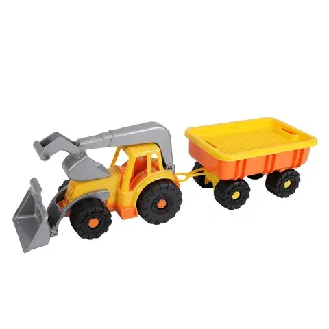 Hračky na zahradu ANDRONI - Traktorový nakladač s vlekem Power Worker - délka 58 cm oranžový