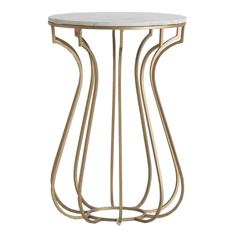 Luxusní a designové příruční stolky Estila Art-deco luxusní příruční stolek Tweng s kruhovou mramorovou deskou 42cm